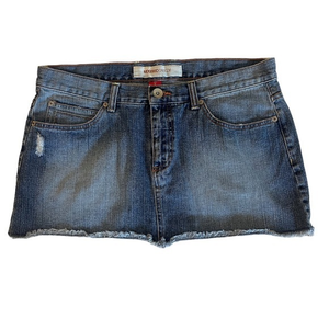 NWOT 15 Mossimo Blue Faded Denim Mini Cutoff‎ Skirt Distressed